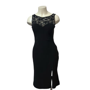 X by Xscape Black Lace Rhinestone Illusion Cocktail Dress Women’s 8